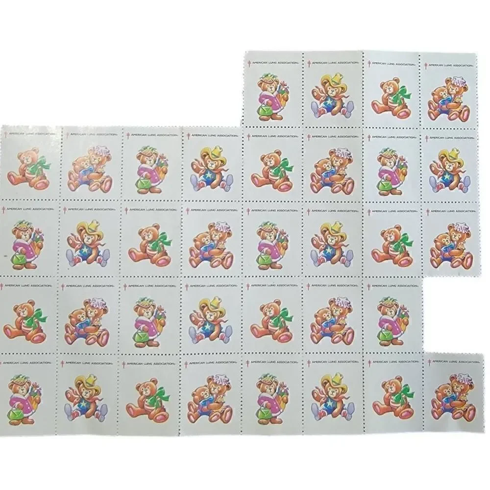 American Lung Association Vintage Stamps Bears Cowboy